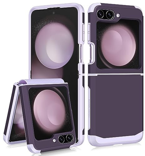 Coolden for Samsung Z Flip 5 Case with Hinge Protection Dual Layer Hard PC Soft TPU Bumper Full Body Shockproof Case Heavy Duty Protective Case Phone Case for Samsung Galaxy Z Flip 5 Case (Purple)