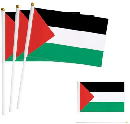 3 banderas de Palestina, bandera de mano de Palestina, 5.5 x 8.25 pulgadas, soporte con bandera de Palestina, decoración de la casa del hogar, jardín al aire libre exterior casa colgante de pared