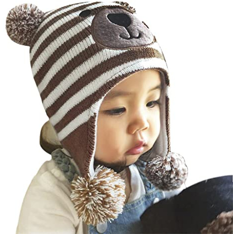 FakeFace Babymütze Kinder Wintermütze Kindermütze Strickmütze Baby Beanie Baskenmütze warm Winter Haube Kapuze Mützen Hüte für Mädchen Jungen