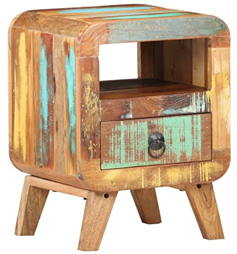 THOYTOUI Küchenanrichte,Dekorativer Tisch,Moderner Beistelltisch aus Holz für Wohnzimmer,Schlafzimmer und Büro,Nachttisch 30 x 30 x 41 cm Recyceltes Massivholz
