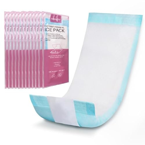 NEWGO Instant Cooling Perineal Pads for Postpartum Recovery – 12 Pack Disposable Maternity Cold Packs, Extra-Long Design for Vaginal Delivery, Episiotomy, Tears or Haemorrhoids Relief