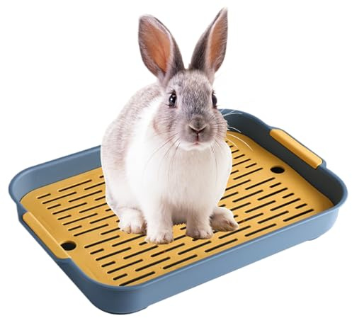 Kaninchenstrauder Tablett 2 Tier Rabbit Müllbox Rechteck rechteckige Hasen Pier -Toiletten -Meerschweinchen -Wurfschale Töpfchen -Trainer Forbunny Frettchen Hamster Hedgehog Blau L 9.7x14.4x2