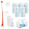 Dolanx Disposable Toilet Brush with 40 Refills, Wall Mounted Long Handle Compact Bathroom Bowl Cleaner Wand Holder Set for Sink Bathtub Wash Basin Mop Pool (Orange)