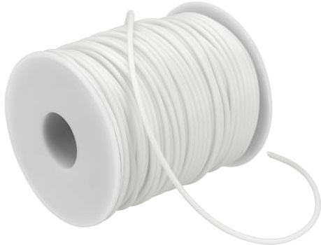 PATIKIL Cordón De Goma De Tubo Hueco 55 Yardas 2mm, Tubo De Goma PVC 1mm Agujero con Carrete De Plástico para Tejer Abalorios Manualidades DIY, Blanco | 1mm Agujero, Con Carrete De Plástico, Para Tejer Abalorios Manualidades DIY