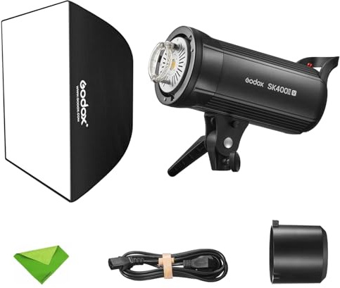 Godox SK400IIV SK400II-V KIT 400Ws Strobe Studio Flash GN65 5700K 2.4G con lampada di modellazione a LED Bowens Mount Monolight per studio, fotografia di ritratto + 60x90CM Flash Softbox