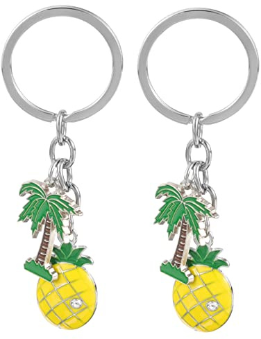 Holibanna 2 Pièces porte-clés cocotier ananas gonflable palmier arc autocollants d'été porte-clés femmes breloques pour sacs à main porte-clés de voiture charme de à main Alliage de zinc