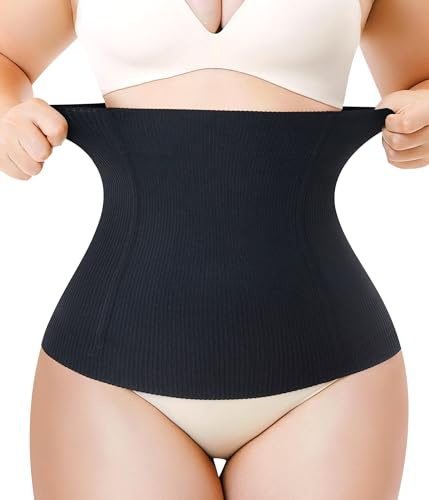 Junlan Women Waist Trainer Corset Shapewear Tummy Control Body Shaper Waist Cincher Slimming Girdles Underwear (Black,L)