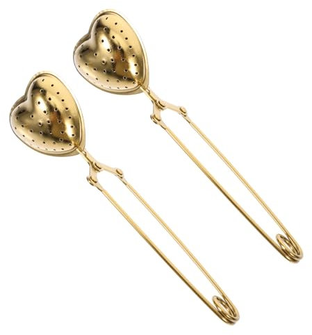 Holibanna 2 Pcs Creative Coeur Forme Filtre À Thé En Acier Inoxydable Passoire À Thé Filtre Infuseur À Thé Avec Poignée Pour La Maison Tea Party (doré)