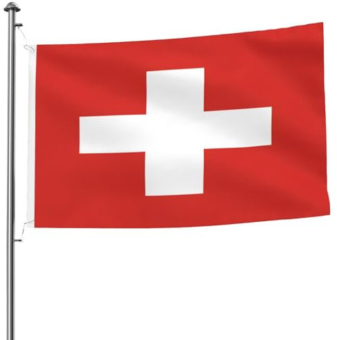 Bandiera svizzera da 1,5 x 2,4 m, doppia faccia, resistente, per esterni e giardino, perfetta per interni ed esterni