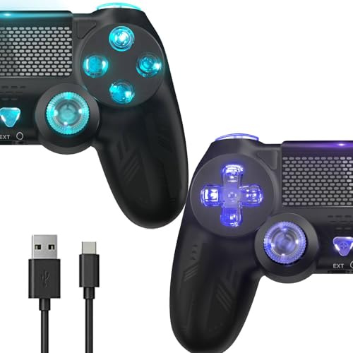Confezione da 2 controller wireless per Ps-4 Dual Vibration Gamepad senza fili con Turbo e jack audio da 3,5 mm, per P-s4/Pro/Slim/Pc