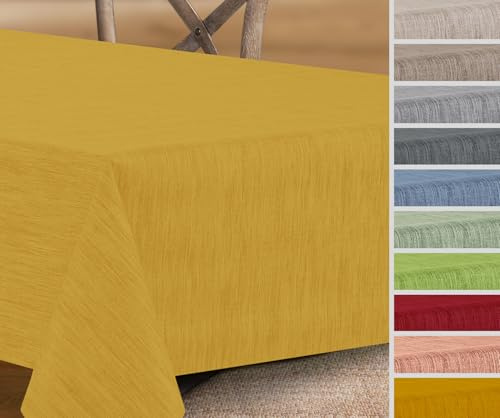 Wachstuchtischdecke rund oval eckig, Georginias Tischdecke abwischbar, Farbe und Größe wählbar (Eckig 100x140 cm Gelb) | wasserundurchlässig, pflegeleicht, strapazierfähig, zuschneidbar, strukturierte Oberfläche, für Esszimmer, Balkon & Garten