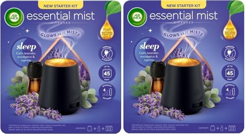2 x Air Wick Essential Oil Mist Kit, Diffuser & Refill - Sleep (Lavender/Eucalyptus/Cypress)