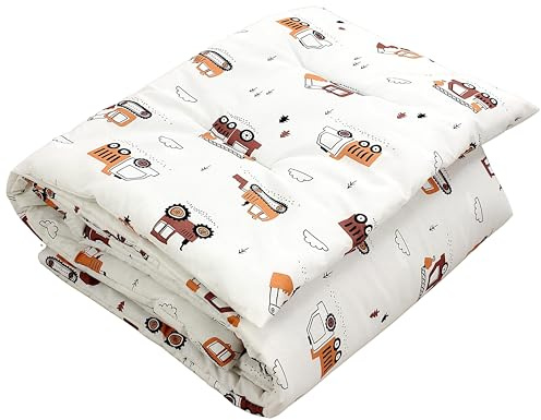 TupTam Kinder Gemusterte Bettdecken Set Ganzjahresdecke Bettdecke Kopfkissen Flachkissen 2tlg., Farbe: Bagger Beige, Größe: 135x100 cm