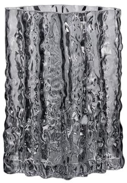 Jarrón de cristal, jarrón decorativo transparente con patrón de textura glaciar para flores, 21 cm