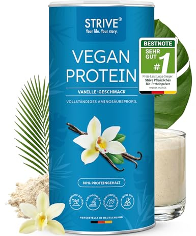 STRIVE Vegan Protein | Vanille | 24g Protein pro Portion, laborgeprüfte Qualität, vollständiges Aminosäureprofil aus fünf Premium Protein Quellen, 600g Eiweiß Pulver