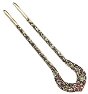 Carvings Barrette à cheveux en cristal coloré avec cristal étincelant pour soirée, dîner, accessoires photo, fourchette à cheveux en métal