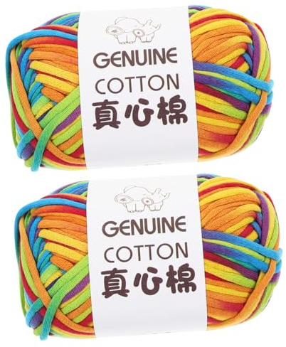 HOMSFOU 2 Knäuel Regenbogen Strickgarn Baumwolle Farbenfrohes Selbstgemacht Häkelgarn Weich Und Hautfreundlich Geeignet Für Kleidung Und Dekoration