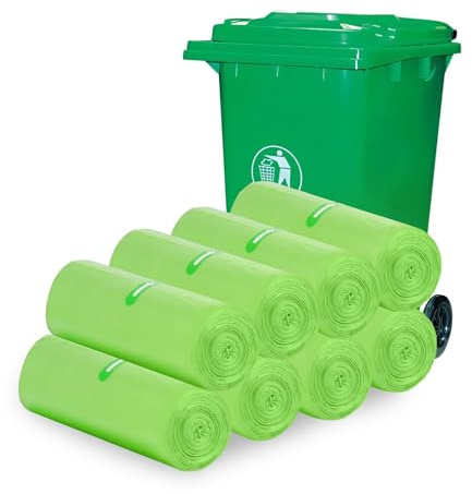 Biodegradable Bin Liners, 160 Counts 50 Litre/13Gallon Large Compostable Garbage Bags, Food Waste Trash Bags, Recycled Degradable Rubbish Bags for Household, Kitchen, Office, Garden (Green)