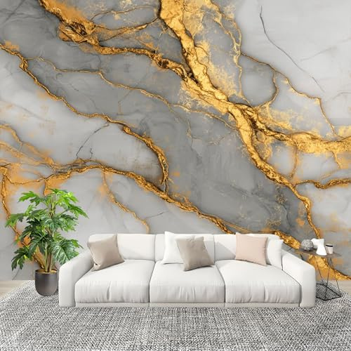Dormitorio Papel Pintado Textura De MáRmol De Lujo Pared Panorámico 200x140 cm Gris Fotomurales No Tejido, Póster Gigante de Pared Personalizado 3D Para Salón Fotomurales