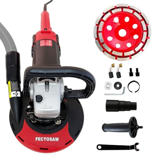 FECTOSAW 7-Inch Concrete Grinder,1580W (2.1 HP) Constant Power Motor, Variable Speed Electric Floor Polisher with Dust Shroud & Diamond Grinding Wheel for Concrete, Wall & Surface Grinding