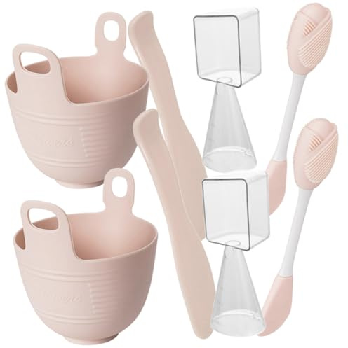 TOYZFRIENDY 2 juegos Kit Cuencos y Pinceles de Silicona para Mascarillas Faciales DIY Herramienta Flexible para Mascarillas para Cuidado Facial y Maquillaje Mujeres