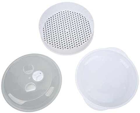 Fictory Vaporiera per microonde con coperchio trasparente, resistente alla deformazione, coperchio facile da maneggiare, strato singolo, preparazione rapida dei pasti, essenziale per la cucina di casa