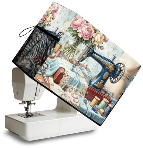 Peacoblue Sewing Machine Cover, Sewing Machine Desktop Pattern Dust Cover | With Storage Pockets, Protective Sewing Machine Case, Durable Fabric, Dustproof Cover for Standard Sewing Machines