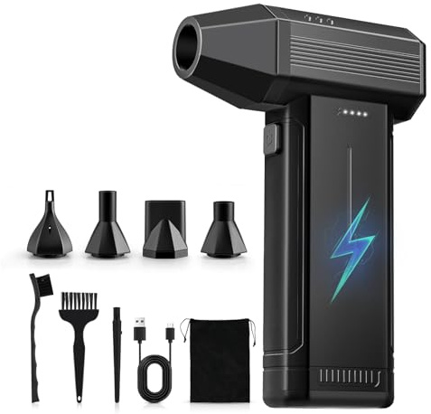 GARAID Electric Compressed Air Cleaner for PC with LED Light, 3 Gear Adjustable 150000RPM Super Power Cordless Air Duster, USB Rechargeable Mini Air Blower with 6000mAh Battery for Laptop,Keyboard,Car