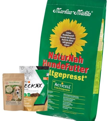 Markus Mühle Naturnah Hundefutter 15kg + Naturpfötchen Vitalkonzentrat 50g Darmgesundheit (bei Grasfressen) + Lupo Zeckxx (bei Zecken) 180g