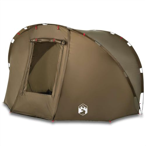 Mhdvray Angelzelt 5 Personen Campingzelt aus 190T Polyester mit PU-Beschichtung Großes Angel-Karpfenzelt mit 2 Eingängen Olivgrün 307 x 290 x 170 cm