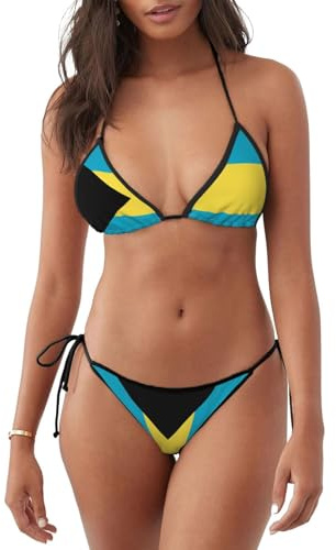 Bahamas flagga bikini set push-up trikini baddräkt vadderade badkläder för pool semester strand, Bikini 2796, XXL