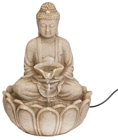 Bits and Pieces - Indoor Meditating Buddha Fountain - Compact & Lightweight Water Fountain Tabletop Decoration
