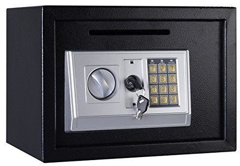 Home Digital Safe with Keys Cash Box Wall Mounted Cabinet 16L Large Safes for Office Hotels Money Box Large 16L 350mmx250mmx250mm-Black
