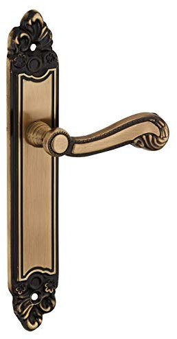 THIRARD - Set di Maniglie per Porta Interna Louis XV - Lega Fusa - Uso Pratico - Senza Foro - Entr'axes 195 mm - Finitura Ottone Invecchiato - Giallo/Dorato