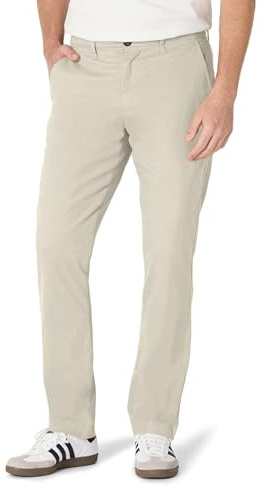 Amazon Essentials Pantaloni Chino Elasticizzati Comodi Effetto Slavato, Vestibilità Atletica Uomo