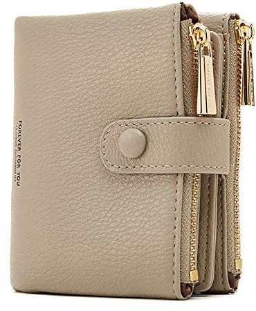 SWECOMZE Damen Geldbeutel,PU Leder Portemonnaie Kleine Brieftasche Geldbörse Für Frauen (Grau)