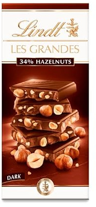 Lindt Les Grandes Avellana Chocolate Negro, Chocolate Lindt con Avellana, 150 gr