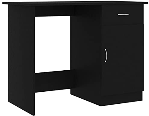 vidaXL Desk Homework Bedroom Living Room Console Study Computer Side Hall Office Home Writing Table Workstation Decor Black 100cm Chipboard
