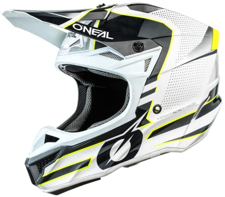 O'NEAL | Motocross-Helm | MX Motorrad Enduro | 2 Außenschalen & 2 EPS für erhöhte Sicherheit, ABS Schale, Gummi-Nasenschutz | 5SRS Polyacrylite Helmet Sleek | Erwachsene | Weiß Grau | Größe L