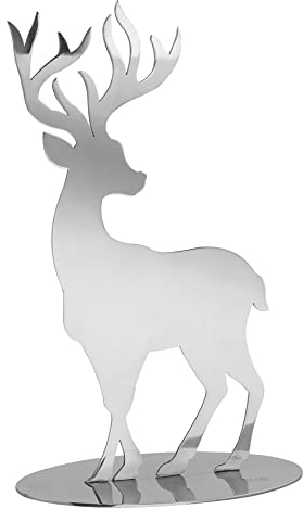 Fink großer silberner Deko Hirsch 30 cm aus Edelstahl Dekofigur zum Aufstellen