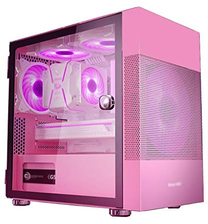 HDYD ATX Case,Mid-Tower PC Gaming Case M-ATX/ITX - Front I/O USB 3.0 Port - Tempered Glass Side Panel - 6 Fan Position - Support 200mm Fan Installation (Color : Pink)