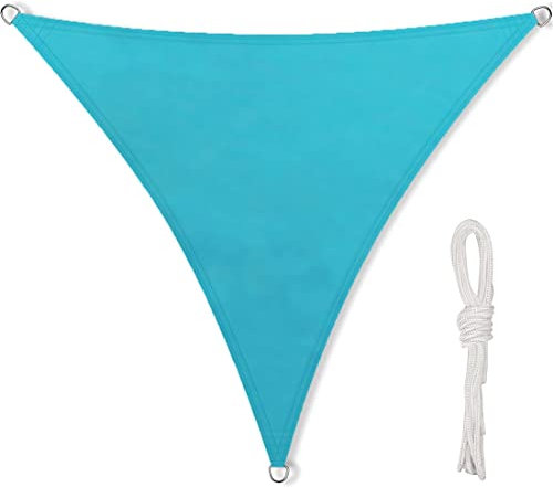 HGTRH Tende da Sole per Esterno a Caduta 4 Metri Protezione Raggi UV Poliestere Antistrappo, Tenda Parasole Triangolare Piccola per Giardino Gazebo Casa Cortile BalconeBlue-4X4X4M
