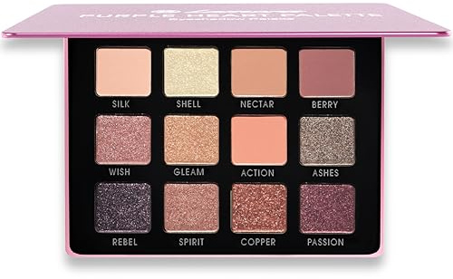 Lamora Rose Lidschatten Palette, 12 Matte & Schimmer Nudetöne mit Spiegel | Alltägliche Augen Makeup Palette, Weiche Butterige Textur, Warme Rosa bis Violett Farben, Langanhaltend, Kompakt, Geschenk