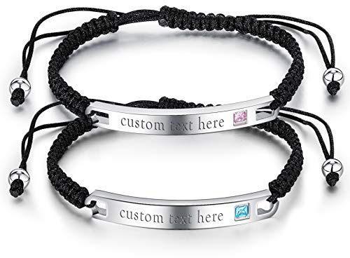 JewelryWe Schmuck Pärchen Armband Lederarmband mit Her King His Queen Magnet Kugel Poliert Edelstahl Leder geflochten Partnerarmband Freundschaftsarmband Paar Armreif Verstellbar Schwarz Silber