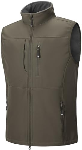 33,000ft Men's Lightweight Softshell Vest Outerwear Zip Up Fleece Lined Windproof Sleeveless Jacket for Golf Running Hiking