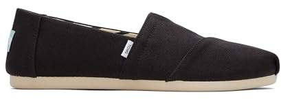 TOMS Women's Alpargata Wide Espadrille Loafer Flat, Black Wide Recycled Cotton Canvas, 7.5