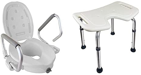 Mobiclinic, Elevador WC para Adultos con reposabrazos, Guadiana, con Tapa, Ligero, Blanco ño, Bahía, Silla para Ducha, Marca Española, Asiento en U, Altura Regulable, Ortop
