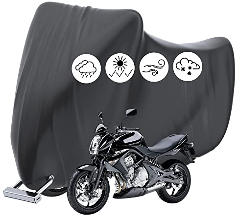 Motorradabdeckung,Motorrad Abdeckplane Outdoor 190D Oxford Stoff mit Verriegelungslöchern Motorrad Staubdichte Plane für Harley-Davidson/Honda/Suzuki (245 * 105 * 125 cm)