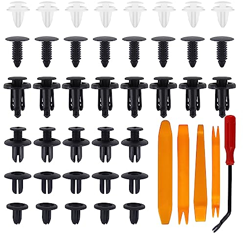 105 Stück Auto Türverkleidung Clips Befestigungsclips Universal Kunststoff Spreiznieten Kfz Werkzeug Befestigung Clips Auto-Befestigungsklammern Kunststoffschrauben für Alle Fahrzeuge VW Benz BMW