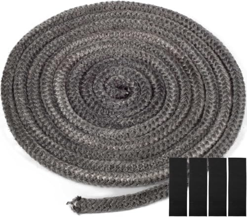 YOCCEK Ofendichtschnur Ofendichtung Kamindichtung Feuerfest Glasfaserschnur Türdichtung für Kaminofen Kamin Smoker Grill Rohrisolation Revisionsklappen Abdichten (Φ 8mm x 2.5m)
